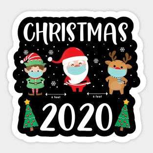 Santa Wearing Mask Elf Reindeer Quarantine Christmas 2020 Family Group Sticker